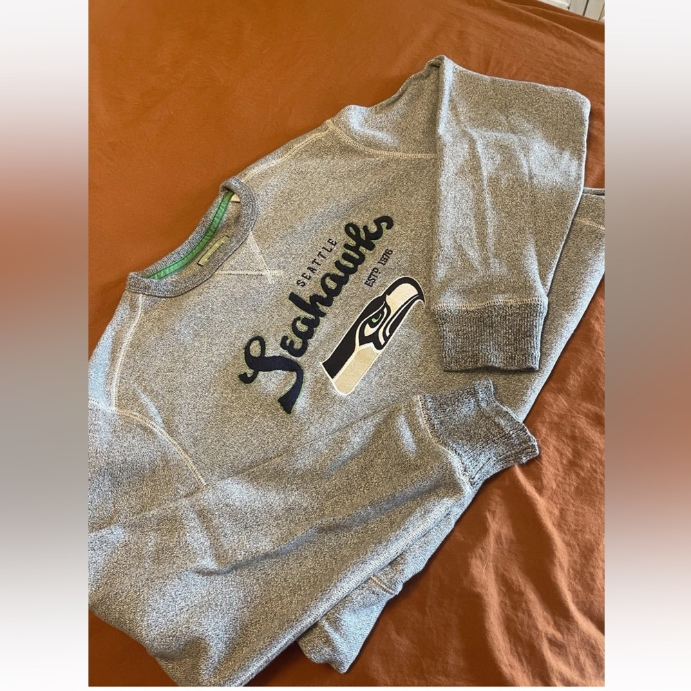 Tommy Bahama Gray Seahawks Cotton Crewneck